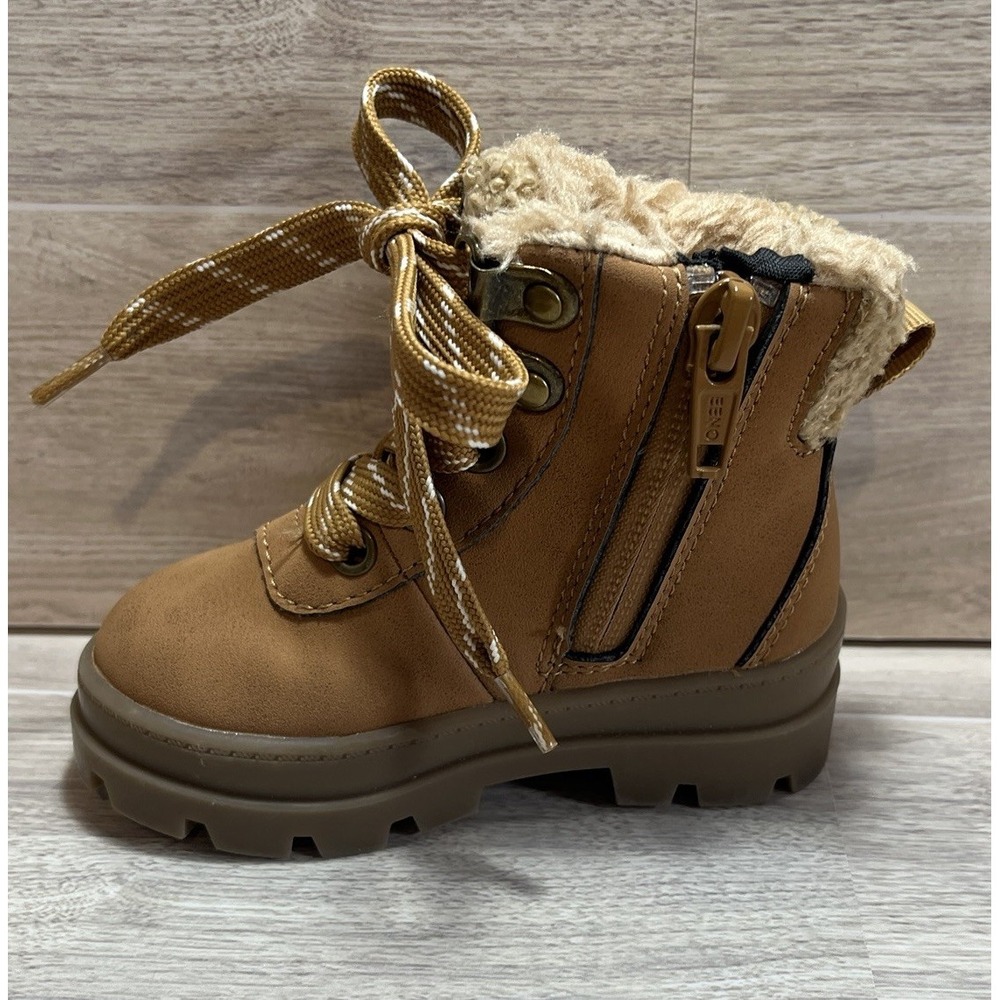 Winter Boots Waterproof Baby Size 2.5-3.5 H&M Brown Warm Soft Faux Fur Lace Zip - Picture 10 of 11
